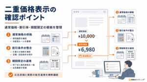 通常価格と販売価格を併記した二重価格表示のイメージ図