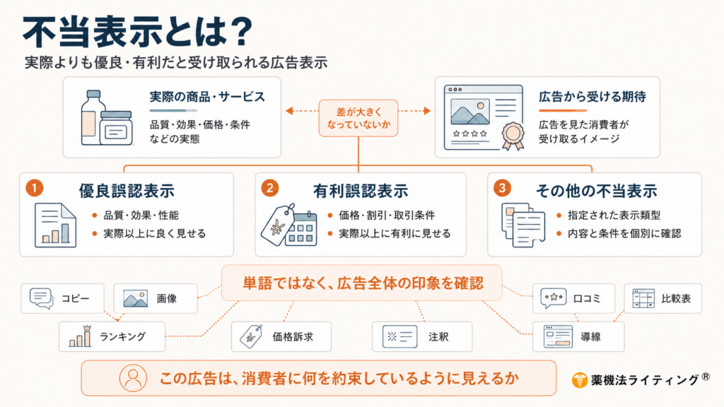 景品表示法における優良誤認・有利誤認の全体像を解説する記事のヘッダー画像